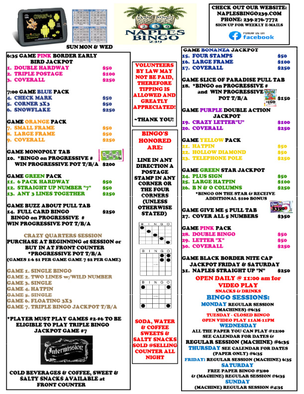 SUN MON & WED - REGULAR PROGRAM
